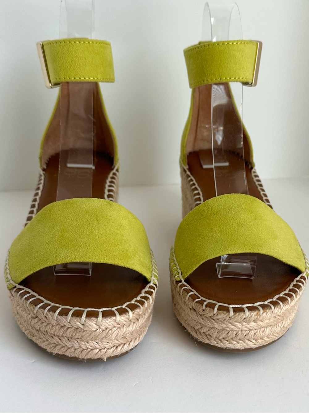 Franco Sarto Pela  Chartreuse suede wedge sandals (NWOT) - Picture 8 of 11